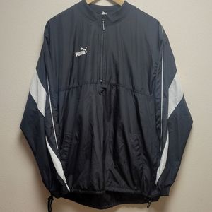 Men's PUMA Vintage Black Windbreaker Long Sleeve Jacket size medium